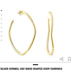 TOUS silver vermeil Gold wave shaped hoop earrings BNWT